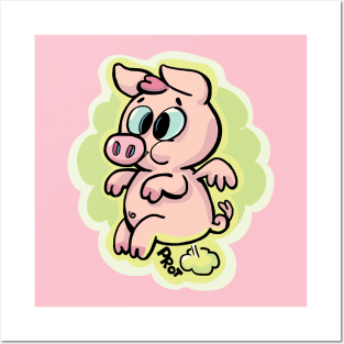 sweet happy flying pig and makes a fart Posters and Art